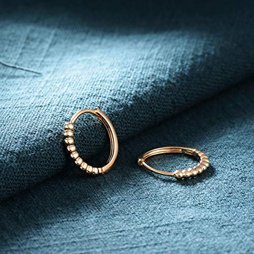 LOYATA Gold Huggie Hoop Earrings 14K Gold Plated Dainty Small Simple Hypoallergenic Jewelry Gift for Women - style: Beaded Half-1