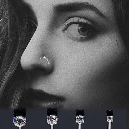 Nose Rings & Studs - 18g, 20g, 22g 14K Gold Bone Nose Studs for Women in Titanium Steel - color: 18g 8pcs Gold Screw Shaped 316L Surgical Steel