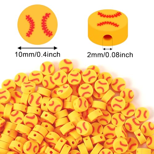 300Pcs Softball Clay Beads for Jewelry Making | Softball Polymer Clay Beads,for Bracelets Necklaces Earrings and Crafts Supplies - color: Softball Color