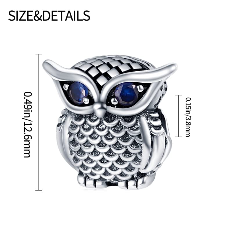925 Sterling Silver Charms for Bracelets and Necklaces Beads Charms Jewelry Gift for Women - color: Owl Charm
