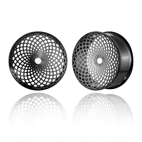 1 Pair New Classic gauges Ear Plugs Tunnels Hypoallergenic 316 Stainless Steel Ear Gauges 8mm-25mm (0G-1") Body Piercing Jewelry - color: Black-1407, size: 5/8" (16mm)