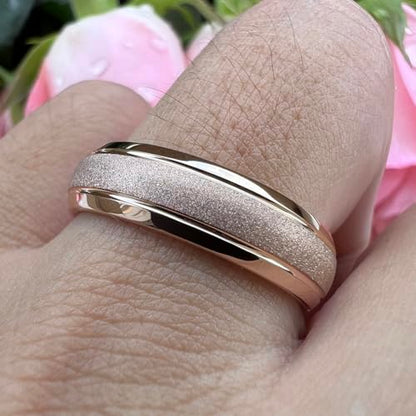 TUTISS 6mm 8mm Black/Gold/Rose Gold/White Tungsten Rings for Men Women Fashion Engagement Wedding Bands Sandblasted Finish I Love You Engraved Comfort Fit - color: 6mm Rose Gold Tungsten