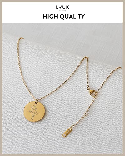 LUUK LIFESTYLE Stainless steel necklace with pendant and HAPPINESS card, 20” adjustable length, lucky charm, friendship chain, Valentine's Day gift, birthday, women's jewelry, silver, gold, rosegold - color: Gold, size: Flower