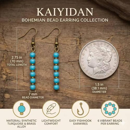 Boho Turquoise Dangle Earrings For Women Trendy,Western Blue Gemstone Drop Earings,Vintage Gothic Ethnic Statement Beach Vacation Long Birthstone Earrings with Leaf Teardrop Turquoise Crystal Tassels,Fashion Jewelry Birthday Gift. - style: A20 Linked Smal