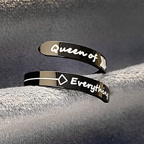 Opening Black Keep Going ring Stainless Steel Adjustable Never give up Jewelry Inspirational Opening Stacking Cute Hiphop Band - style: Queen of everythings