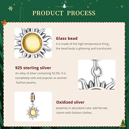 925 Sterling Silver Charms for Bracelet Jewelry Gifts for Women - color: Sun