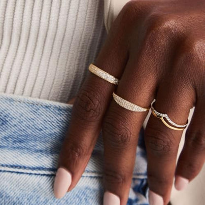 10 PCS 14K Gold Plated Rings Set for Women, Dainty Gold Knuckle Ring Non Tarnish, Simple Thumb Stacking Rings Pack Size 6/7/8/9/10 - color: gold