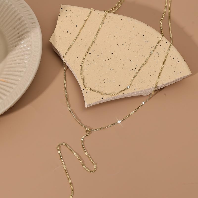 1PC Bohemian Y-shaped Long Necklace Women Fashion Layering Vacation Leisure Beach Necklace Party Jewelry Accessory - color: Gold