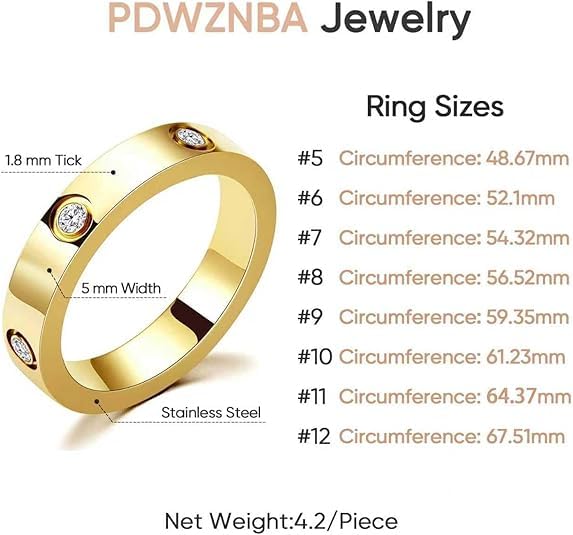 PDWZNBA Love Friendship Ring 18K Gold-Plated Stainless Steel Promise Ring Wedding Band Jewelry Birthday Gifts for Women - color: Orose