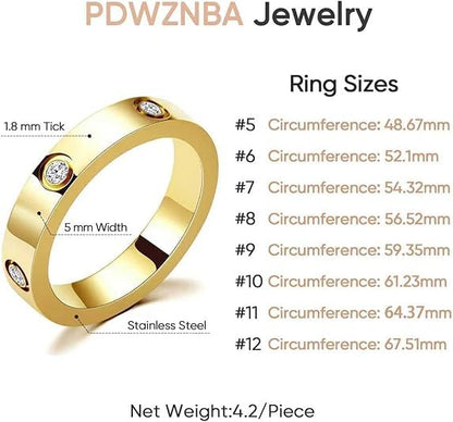 PDWZNBA Love Friendship Ring 18K Gold-Plated Stainless Steel Promise Ring Wedding Band Jewelry Birthday Gifts for Women - color: Orose