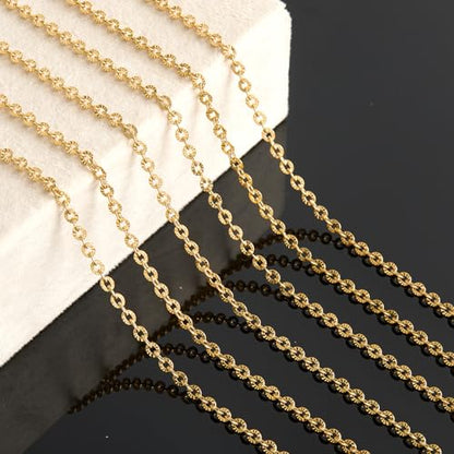 KYUNHOO 16.4 Feet Gold Plated Chain for Necklace Making with Jewelry Clasps | Embossed Circle Chains on Spool Stainless Steel Gold Chain with Lobster Clasps Jump Rings for DIY Bracelet Earring - color: Oval Gold