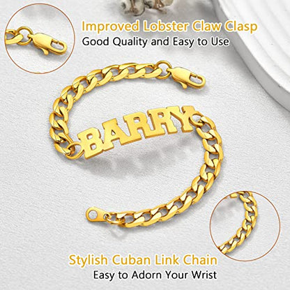PROSTEEL Bracelets for Men, Figaro/Cuban Mens Bracelet, Silver/Gold/Black | 6/9/13mm Width, 7.5/8.3/9" Length, Stainless Steel Mens Bracelet, Durable & Non Tarnish, Chunky Jewelry with Gift Box - style: H 6mm-Cuban-Gold-Custom