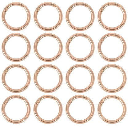 SUNNYCLUE 1 Box 16Pcs Spring Gate Rings Gold Spring Key Ring Bulk Trigger Buckle Clip Snap Clasps Round Carabiner for Jewelry Making Keyrings Bags Purses DIY Craft - color: 1 Box 16pcs Alloy O Rings 16mm