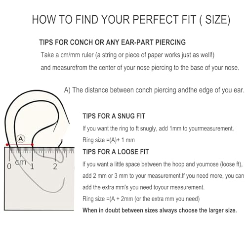 2Pcs Women Men Titanium Nose Rings Hoops 20G 18G 16G 14G 12G Hinged Nose Clicker for Nostril Septum Cartilage Helix Tragus Conch Daith Rook Lip Ear Lobe Piercings Diameter 6mm/7mm/8mm/9mm/10mm/11mm/12mm/14mm/16mm Sliver-Gold-Black-Rose Gold - color: Gold,