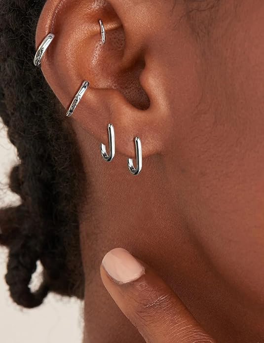 Gold and Silver Hoop Earrings for Women Small Huggie Earrings Hoops | Lightweight Hypoallergenic Hoop Earrings Set for Women Gifts - color: u-shaped hoop