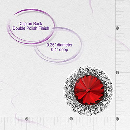 Spinningdaisy Clip On Earrings for Women | Non Pierced Earrings for Wedding - color: Big Stud Red