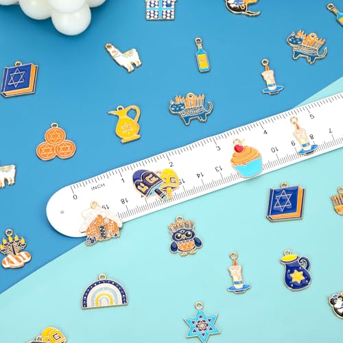 MARFOREVER 40 Pcs/20 Pairs Hanukkah Charms for Jewelry Making Hanukkah Gift | Chanukah Decoration, Blue White Enamel Charm, Star of David Bangle Pendants, Bracelet Necklace Earrings Making Accessories - style: Hanukkah