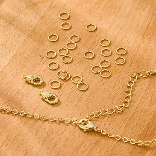 23Pcs Gold Lobster Claw Clasps 10mm with Open Jump Rings Jewelry Making Set | Small Spring Italian Clasps Lobster Claw Jump Rings Necklace Chains Connect Link Repair kit Supplies 925 Jewelry Findings - color: 23PcsA_Gold