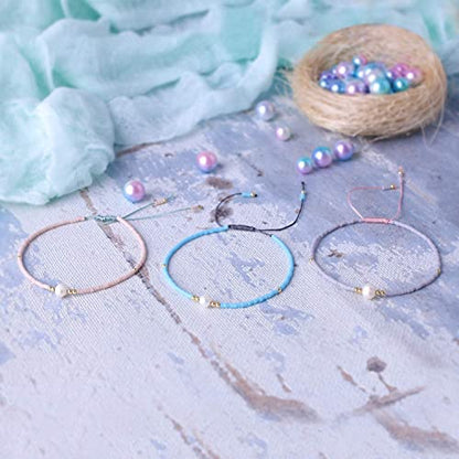 KELITCH 3 PCS Natural Pearls Bracelets Women Strand Thin Rope Friendship Bracelets Handmade Stack Charm Bracelets - color: 02Q
