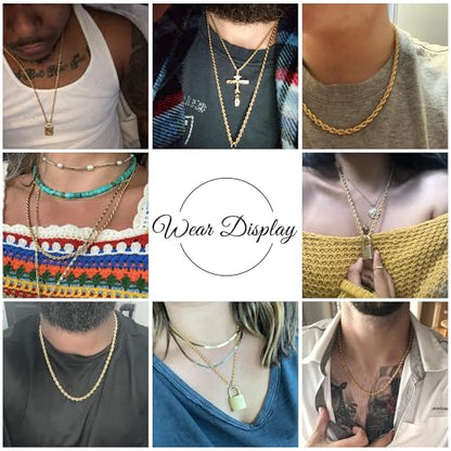 24K Gold Plated Rope Chain Stainless Steel Twist Chain Necklace Men Women - color: 24K Gold-Plated, size: 26 Inches