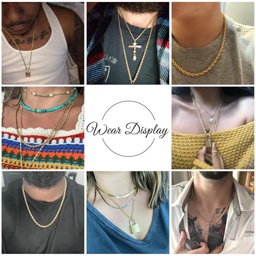 24K Gold Plated Rope Chain Stainless Steel Twist Chain Necklace Men Women - color: 24K Gold-Plated, size: 28 Inches