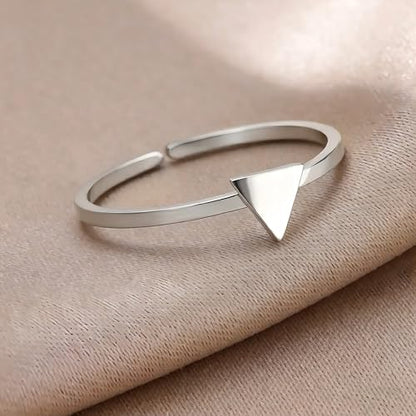 Sun and Moon Rings Stainless Steel Crescent Sun Rings for Women Gold Open Ring Middle Index Finger Jewelry Gift - color: D-Silver Triangle