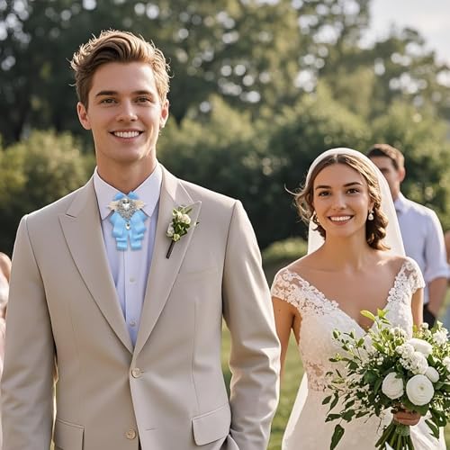Big Rhinestone Bow Ties，Bowtie Pre-Tied Bowties Men Women | Suit for tuxedo party wedding - color: Sky Blue