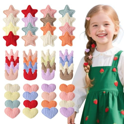 Girls Hair Clips,30pcs Cartoon Bow,Star,Heart,Crowns Shaped with 0.78inch Hairpin for Toddler,Mini Women Hair Pin Bangs Barrettes Spring Summer Autumn Winter - color: clip