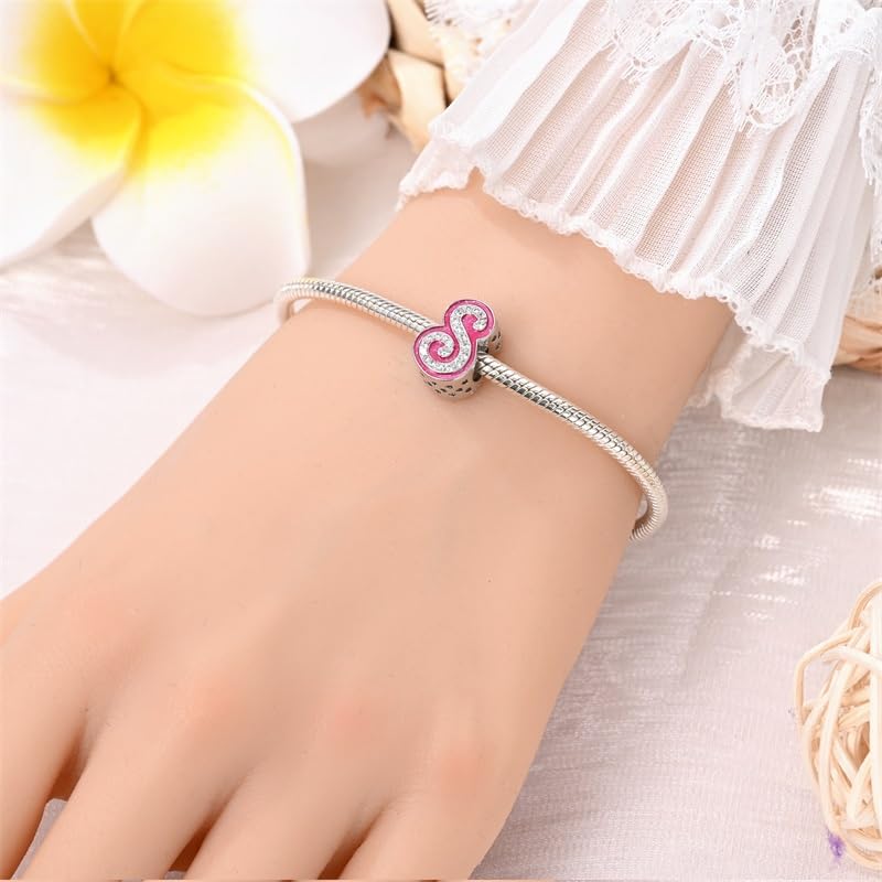 925 Sterling Silver Letter Charms Fits Pandora Bracelets Alphabet AZ Bead Charm for Bracelets Necklace with 5A Cubic Zirconia for Women Birthday Ceremony DIY Jewelry Gift - style: S