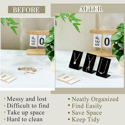 RattanView 12 Pieces Velvet Earring Display Stand Necklace Pendant Jewelry Stand Showcase Organizer Display Holder for Earring Pendant Accessory Rack(Black,Straight Style,Velvet) - color: Black