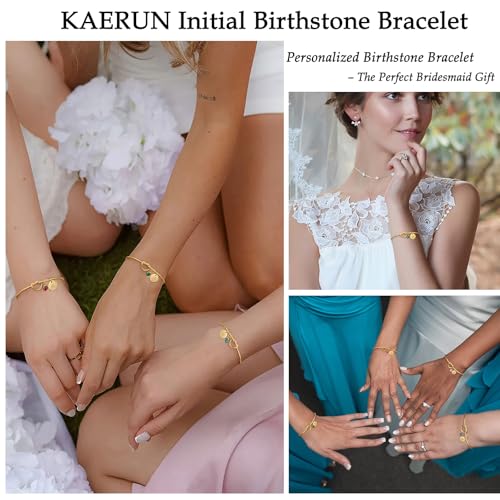 Initial Birthstone Gold Bracelets for Women Trendy 14K Gold Plated Letter A-Z Initial Charm Bracelet Tie the Love Knot Adjustable Cuff Bangle Birthstone Bracelets Birthday Bridesmaid Proposal Gifts - color: N