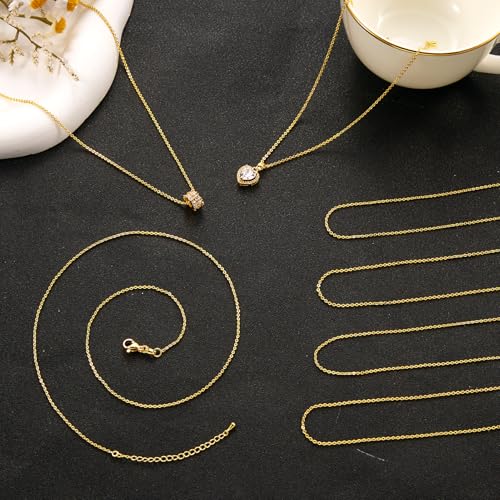 YOUBEIYEE 10 Pieces 18K Gold Plated Oval Jewelry Making Chains | Necklaces Bulk with Extender Chains - color: Gold Oval