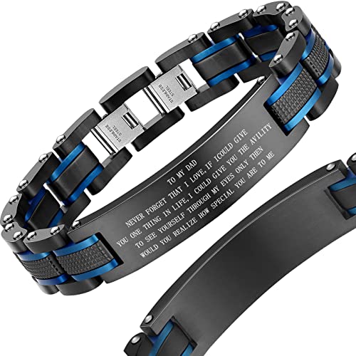 Holizaly Men's Stainless Steel Two Tone Square Link Bracelet, Black and Blue Ion Plated Black - color: blue-black 10