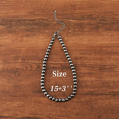 Navajo Pearl Necklace Western Jewelry for Women Cowgirl | Layered Western Necklaces Country Concert Choker Jewelry Gift - color: turquoise 8mm