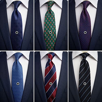 HAWSON Black Stone Tie Tack for Men Tie Pin with Chain for Wedding Birthday Anniversary Party - color: silver tone 2