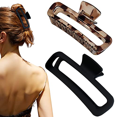 Hair Claw Clips 5 Inch Unbreakable Square Rectangle Clip Clamp Neutral Colors for Thick Curly Long Hair Women - 2 Pack - color: A 5 inch