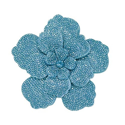 Rhinestone Flower Brooch Pin for Women Men Elegant Sparkly Crystal Camellia Floral Lapel Pins Shawl Dress Suit Clothes Accessories Wedding Party Fashion Jewelry 105mm - color: Lake Blue
