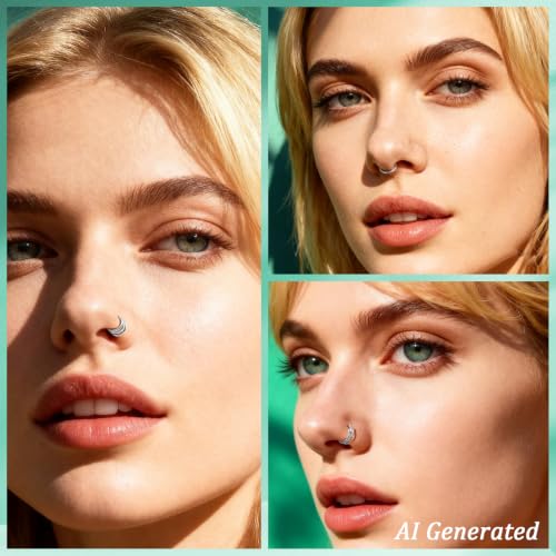 davka Nose Ring Set, 18G Hinged Hoop 8mm & 20G Nose Studs, Stainless Steel & Gold Plated, Hypoallergenic, Multiple Styles Nose Piercing Jewelry - color: Silver/3Pcs Hoops/18gauge 8mm/Set-C