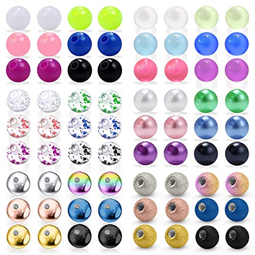 16G 3mm Replacement Balls Set &14G 5mm Piercing Balls Stainless Steel Glow in the Drak Plastic Replacement Balls Parts Jewelry Piercing Pearl Barbell Parts for Women Men 3mm 5mm Balls 72Pcs - color: A-1:14G 5mm Mix Color