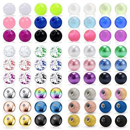 16G 3mm Replacement Balls Set &14G 5mm Piercing Balls Stainless Steel Glow in the Drak Plastic Replacement Balls Parts Jewelry Piercing Pearl Barbell Parts for Women Men 3mm 5mm Balls 72Pcs - color: A-1:14G 5mm Mix Color