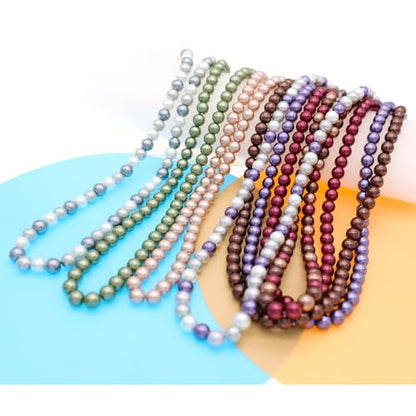Long Simulated 10mm AAA Pearl Strand Necklace for Women Multicolor Pearl Choker Necklace 1920s Pearl Statement Necklace Costume Jewelry - color: 10mm Brown Bronze Burgandy 24 Inches