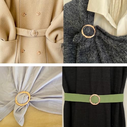 Set of 4 Scarf Ring Clips – Rose Gold Scarf Buckles for Women, No-Slip T-Shirt Tie Clips, Round Metal Scarf Holders for Scarves, Shawls, Tops & Dresses - Women
