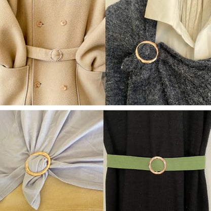 Set of 4 Scarf Ring Clips – Rose Gold Scarf Buckles for Women, No-Slip T-Shirt Tie Clips, Round Metal Scarf Holders for Scarves, Shawls, Tops & Dresses - Women