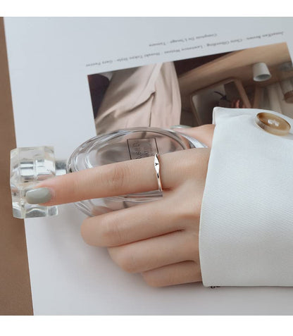 Thin Stacking Initial Rings for Women Stackable Plain Letter Ring Open Adjustable Silver Capital Alphabet Letter Band Ring - color: R