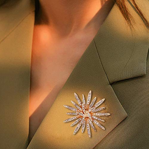 Pearl Diamond Brooch Pins for Dress Sweater Scarf, Wedding Party Decoration Birthday Christmas Gift - style: Sun Flower