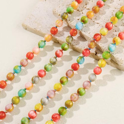 Firstmeet Fashion Beads Rope Knot Long Beaded Necklace Versatile 60" Strand Costume Jewelry for Women - color: Colorful