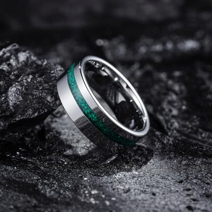 King Will Wood Wedding Band Wood Inlay for Men - color: Gunmetal-8mm