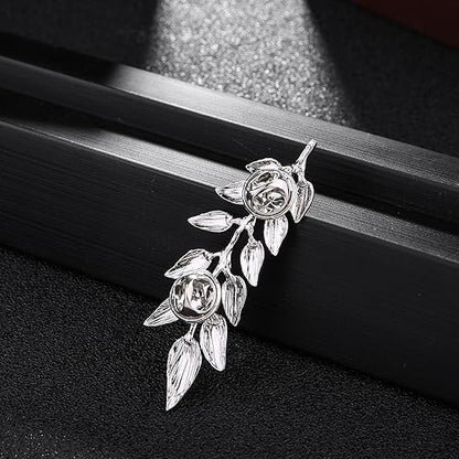 5 Pairs Retro Hollow Pattern Shirt Collar Brooches For Women And Men Gold Plated Triangle & Simple Elegant Double Leaf Collar Pin Brooches Gold Silver Plant Brooch Jewelry - style: Silver leaf