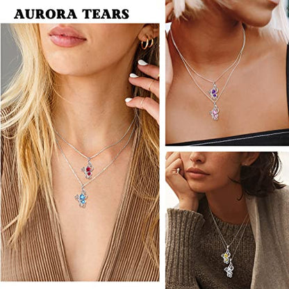 Butterfly Heart Necklace Birthstone Pendant Necklace Earrings Bracelet Women 925 Sterling Silver Animal Butterflies Birthstone Pendant Crystal Birthday Jewelry Wedding Gift - color: A.January-necklace