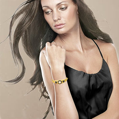 Cosmopolitan Gold Tone/Blk Rhodium Crystal W/Flower Accent Hinged Bangle Bracelet Goldtone Size: Medium